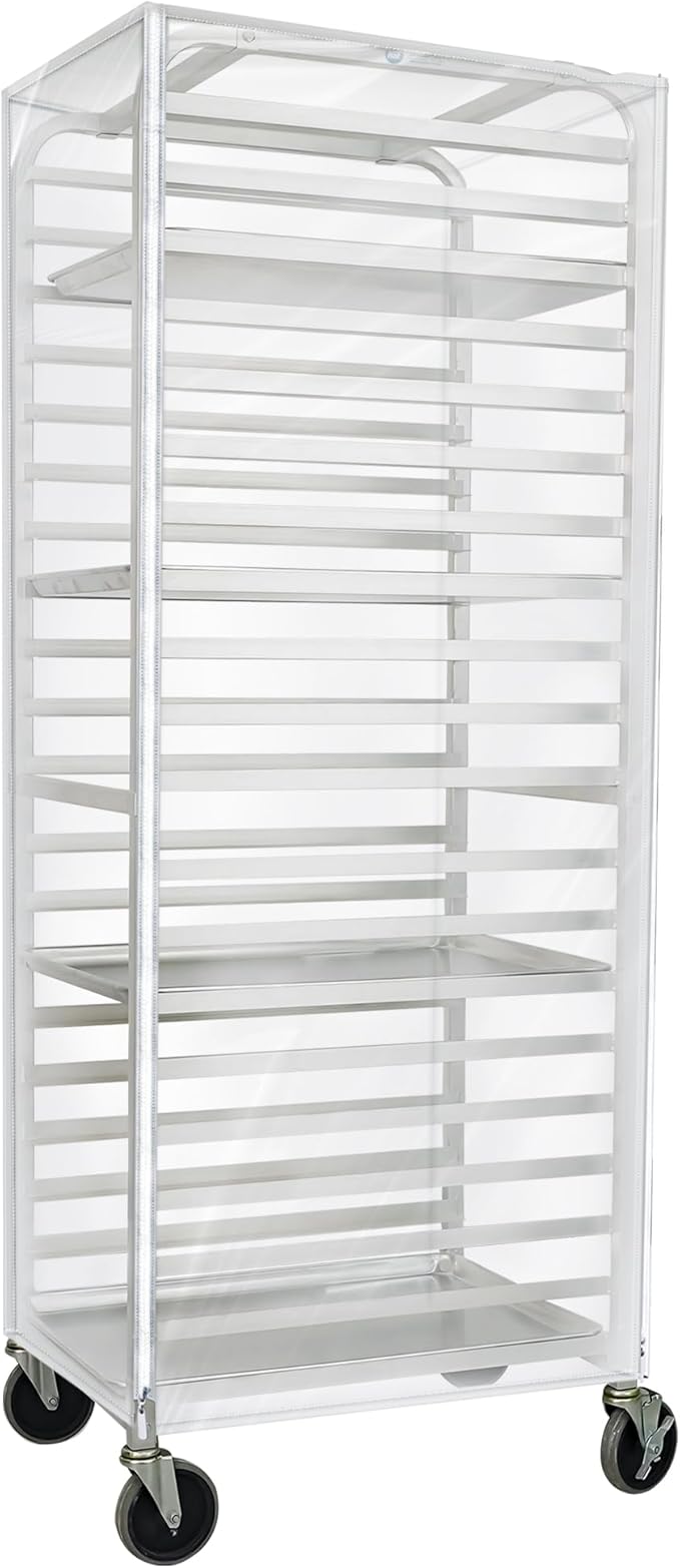 20-Tier Sheet Pan Rack with Cover NSF Bun Pan Rack Aluminum Bakery Rack Home Commercial Kitchen Bakery Cooling Rack Cart 4 Wheels