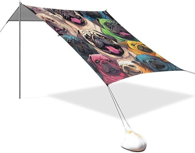 Cute Pug DogCamping Sun Shelters 9.2 x 10.5 FT Beach Canopy Tent Sun Shade with Carrying Bag for Camping Trips Fishing Backyard Fun or Picnics 21340542
