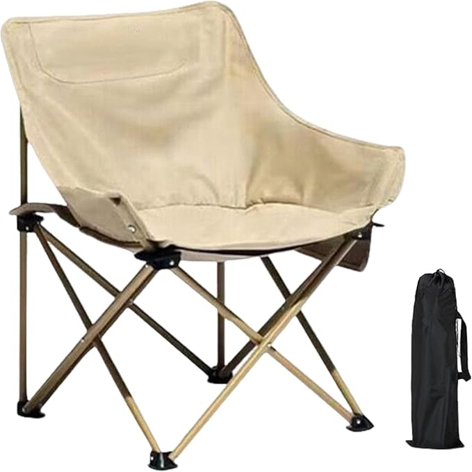 Generic Camping Chair - Folding Campsite Chair | Stable Portable Compact Folding Camping Chair | 165lbs Capacity Compact Folding Chair Lightweight Backpacking Portable Chair for Travel Beach Yellow