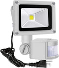 Z Motion Sensor Flood Lights Outdoor10W Induction LED Lamp IP65 Waterproof Spotlight6500K LED Sensor LightSecurity Light with US 3-Plug (Daylight White Grey)