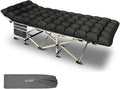 YELLOW JACKET Camping Cot with Mattress for Adults Folding Sleeping Cot 600lbs Max Load Portable Camping Cot with Carry Bag 28 Wide Cot for Camping HomeOfficeTravel (Black)