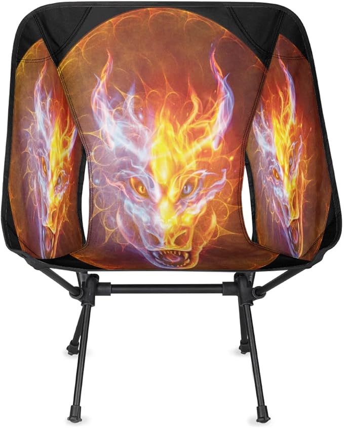 Dragon Fire Camping Chairs for Adults Ultralight Folding Chairs Outside Portable Camp Backpacking Chair with Side Pocket Storage Bag Compact Beach Chairs for Hiking Fishing