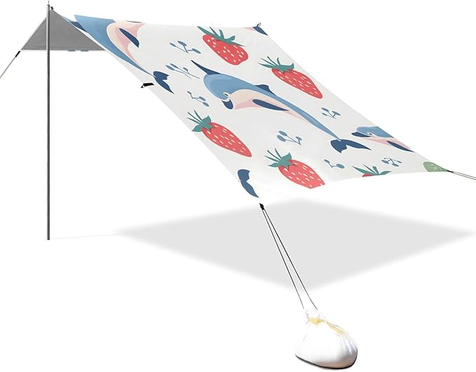 Dolphin Strawberry Camping Sun Shelter Beach Tent Portable Beach Sun Shade Outdoor Canopy for Camping Trips Fishing Picnic