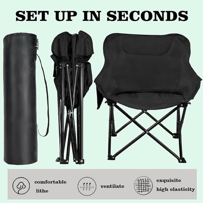 Portable Camping Chair - Heavy Duty Folding Backpacking Chairs Collapsible Heavy Duty Packable Lightweight Backpack Chair Compact for Outdoor Camp Travel Beach Picnic Hiking