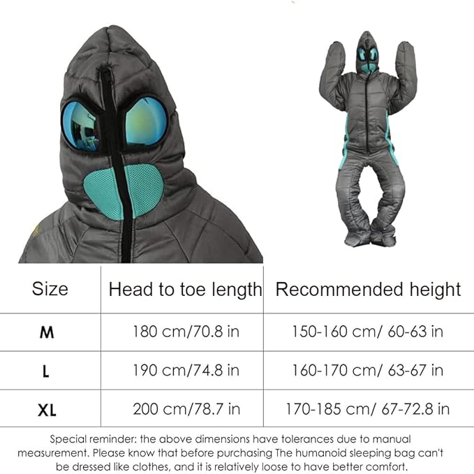 Wearable Sleeping Bag 3 Season Alien-Shaped Sleeping Bag Camping Adults Full Body Sleep Pouch for CampingTraveling Hammocks Hiking Backpacking Lounging