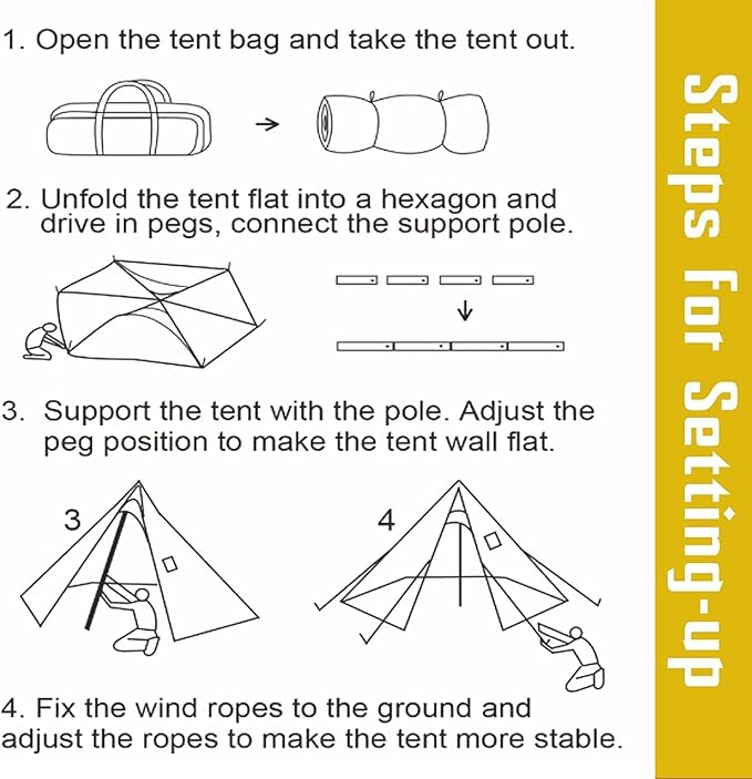 FIREHIKING Hot Camping Tent - Ultralight Tepee With Stove Jack for 1-2 Adults