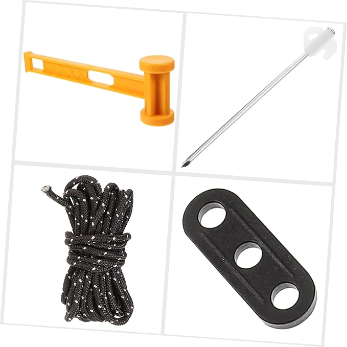Camping Tent Accessories Set Heavy Duty Tent Stakes Windproof Rope PE Hammer and Storage Bag for Outdoor Camping and Hiking