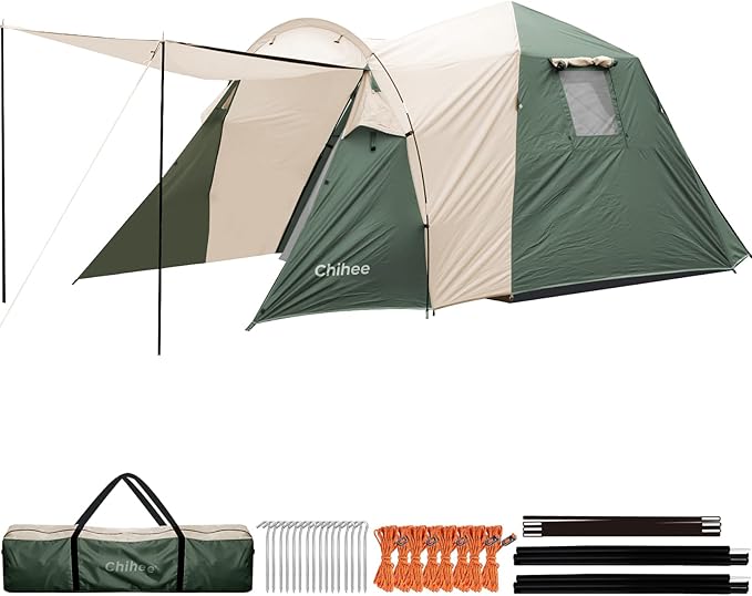 Chihee Camping Tent 2-3 Person Pop Up with Hydraulic Structure Family Tents Waterproof Windproof Outdoor Shelter Travelling Spacious One-Room Layout Quick Setup Durable Fiberglass &amp Aluminum Frame