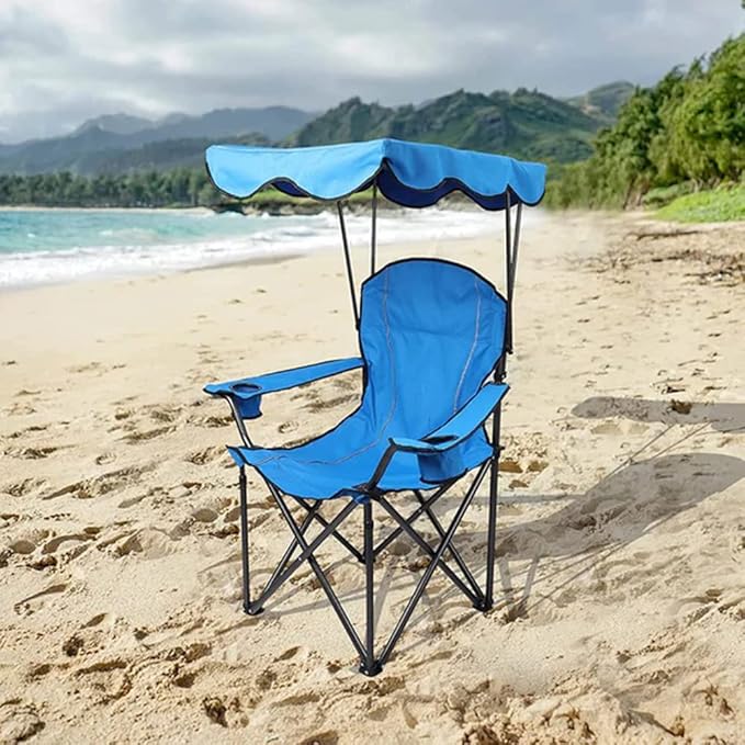 ALPHA CAMP Heavy Duty Canopy Lounge Chair Sunshade Hiking Travel Chair with Cup Holder