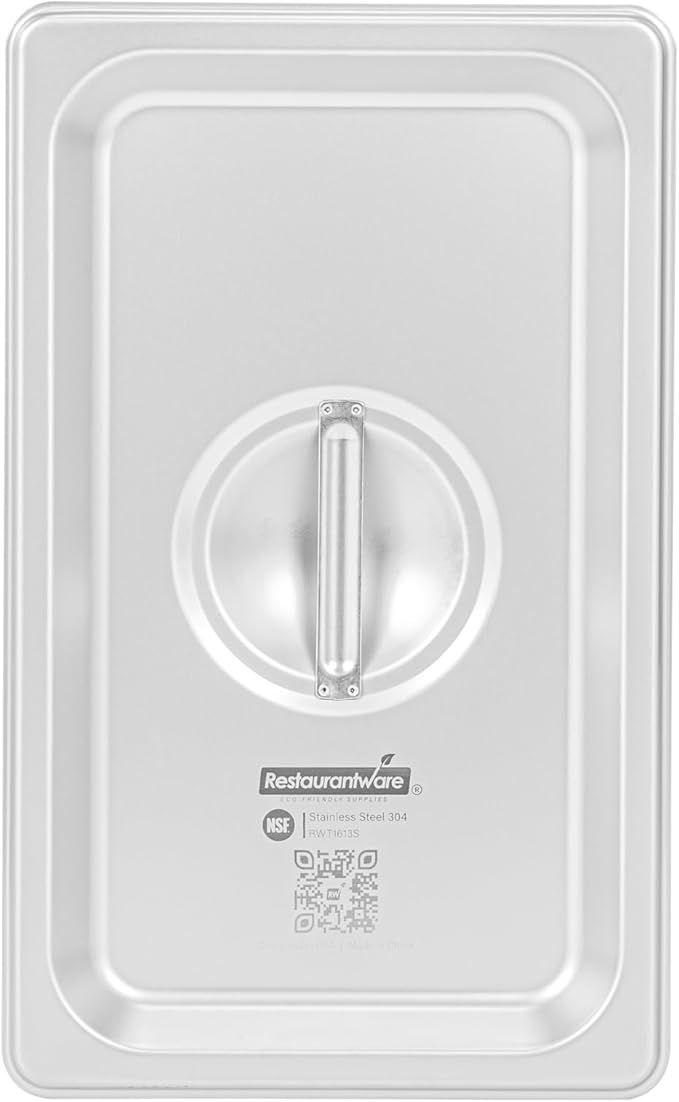 Restaurantware Stainless Steel Steam Table Pan Cover 1 Pack of 1/4 Size Heavy-Duty Hotel Pan Lid Polished Exterior Freezer-safe Dishwasher-safe For Commercial Kitchens Catering Events