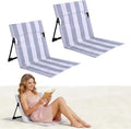 Stripes Foldable Pool ChairsUltra-Light Portable Beach Chair with Carry Bag for Sunbathing Swimming Poolside Picnic Lawn Road Hiking Trips (2 Grey and White)