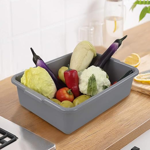 Farmoon 4 Packs 13 L Commercial Bus Tubs Restaurant Dish Tub Grey Plastic Wash Basins