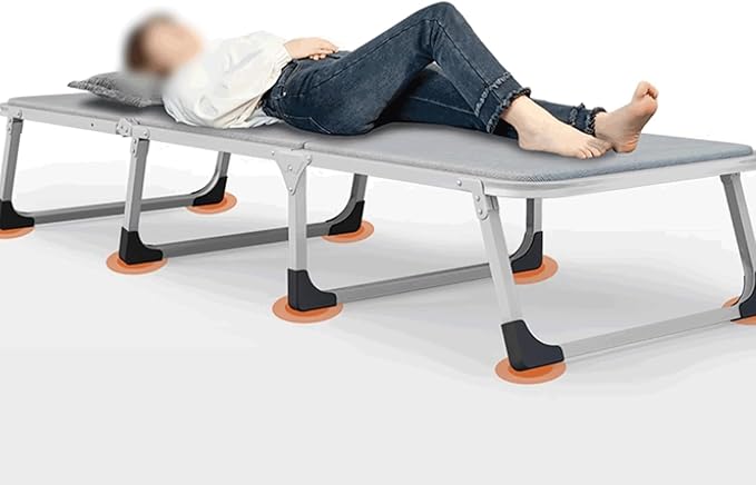Portable Steel Pipe Foldable Camping Bed with Pulley Single Portable Folding Camping Cot Breathable Folding Guest Bed for Adults Comfortable