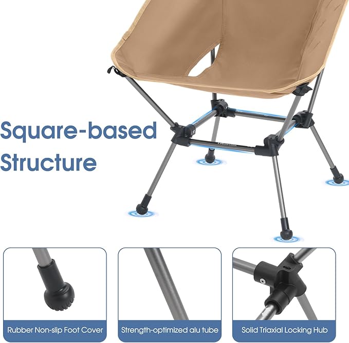 MOON LENCE Portable Camping Chair Plus Larger &amp Roomier Compact and Lightweight Still Folding Chair for Backpacking &amp Hiking 330Lbs Capacity (Desert Rust-2pack)