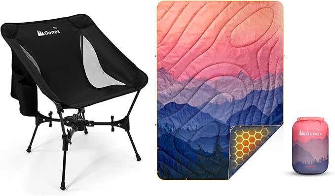 Gonex Portable Camping Chair &amp Camping Blanket with Aero-Warmth Tech Layer
