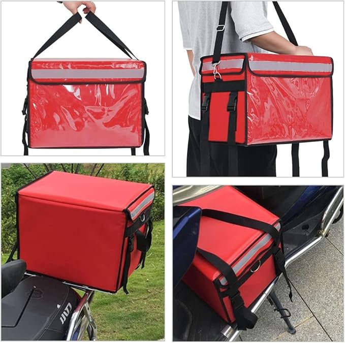 TooCust Red Insulated Bags For Food Delivery 16.5 x 11.4 x 11.8 Commercial Insulated Food Delivery Bag w/Divider Waterproof &amp Foldable Catering Bag