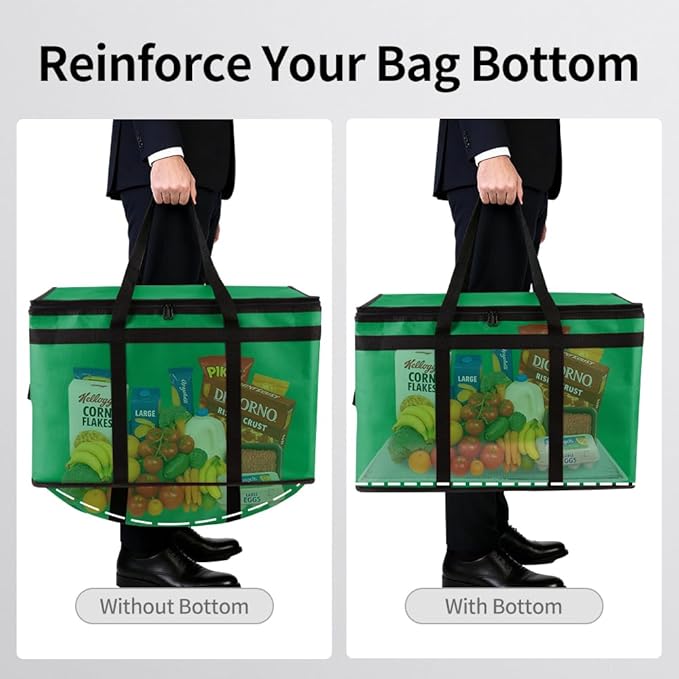 Bodaon Large 2-Pack Insulated Food Delivery Bag With Hard Bottom XXXL Grocery Shopping/Catering/Bags Rideshare Delivery Bag Cold/Hot Styrofoam Carrier for Travel/Car