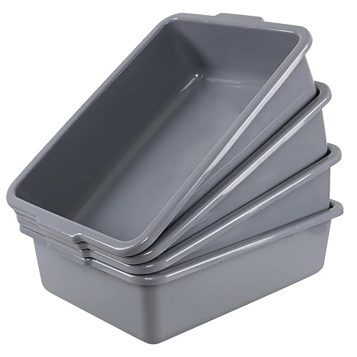 23 L Large Commercial Bus Tub Restaurant Plastic Bus Box Gray 4 Packs