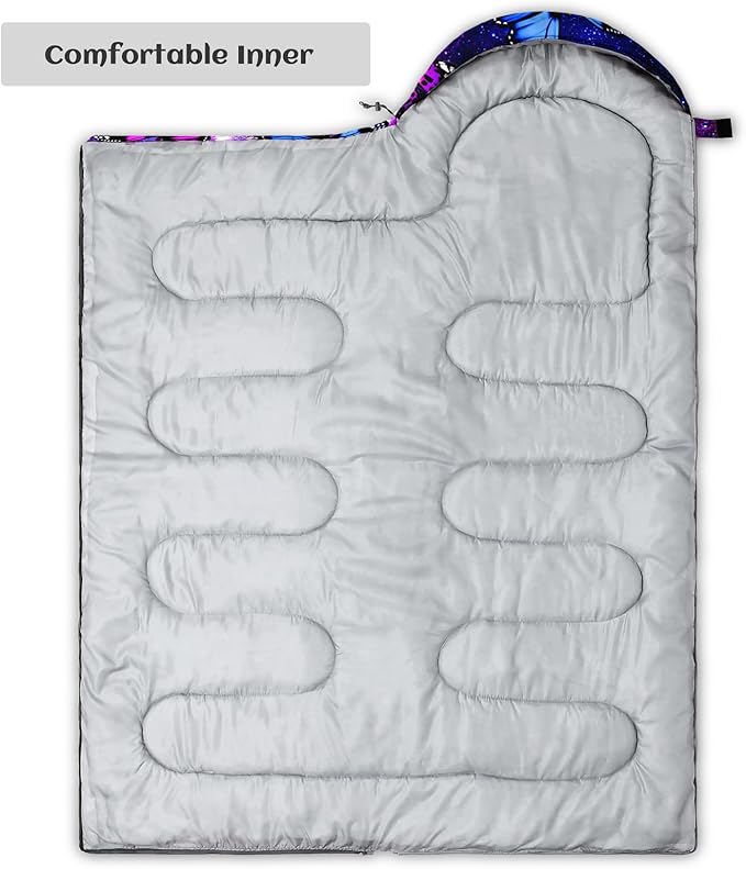 Sleeping Bags for Adults Youth Kids3D Printing Camping Sleeping Bag for Girls Boys Lightweight Waterproof Cold/Warm Weather Sleeping Bag for 3 Seasons