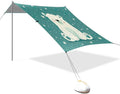 Cute White Bear Beach Tent Sun Shelter 9.2' x 10.5' Beach Canopy with 4 Sandbags 4 Stability Poles Sand Shovels - Tent Canopy for Beach Camping Fishing Picnics