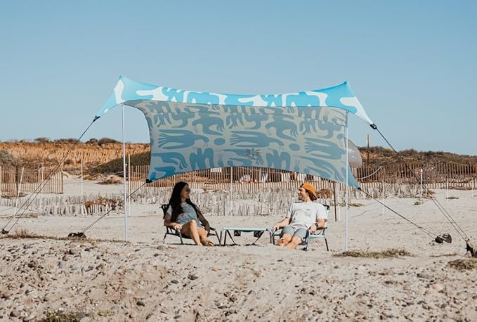 Neso Grande Portable Beach Tent Sun Shelter - Lightweight Beach Shade Canopy - Easy Setup for Family Outings - Patented Reinforced Corners - UPF 50+ Sun Protection - 7ft Tall 9 x 9ft