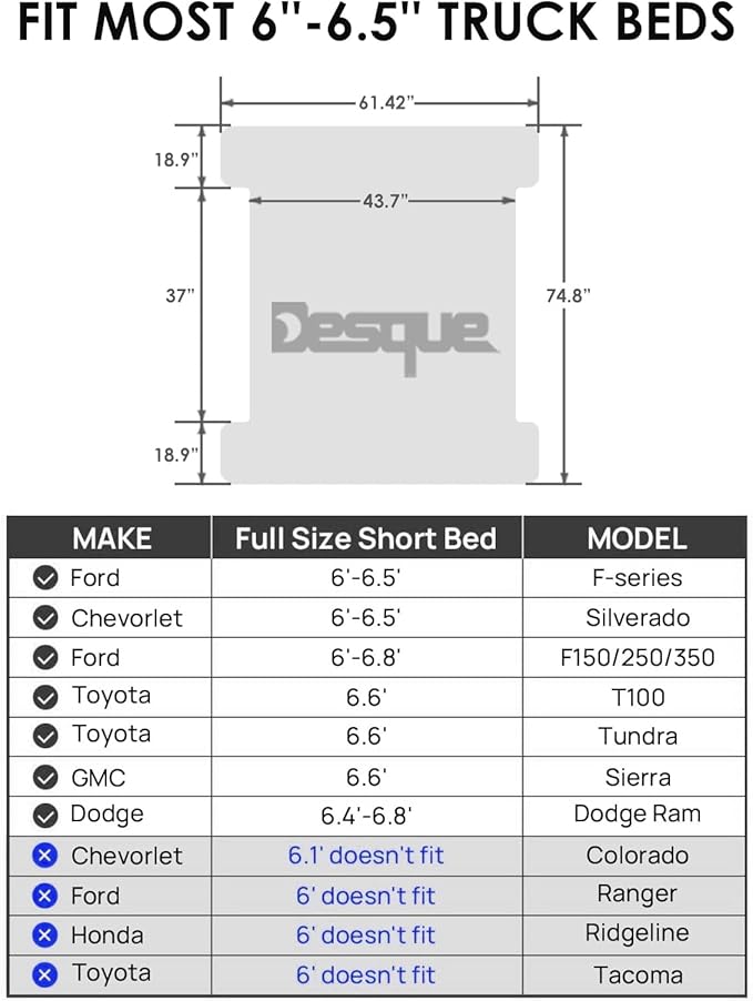 Truck Bed Mattress for 6-6.5Ft Self-Inflating Mat Full-Size Short Trucks Bed for Outdoor Camping Pickup Tent Accessories 12V Air Pump Carry Bag for Silverado RAM F Series Sierra Titan
