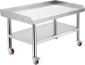 Equipment Grill Stand Table | Stainless Steel 36x30x24 | 1000 lbs Top Shelf 220 lbs Bottom Shelf | Adjustable Legs with 2 Edge Baffle | for Commercial Kitchens Hotels and Homes