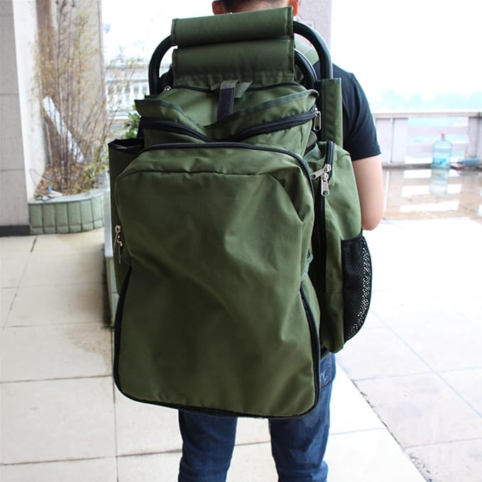 UNISTRENGH Folding Backpack Chair Outdoor Cycling Multifunctional Travel Backpack Stools for Beach Fishing Camping (Military Green)