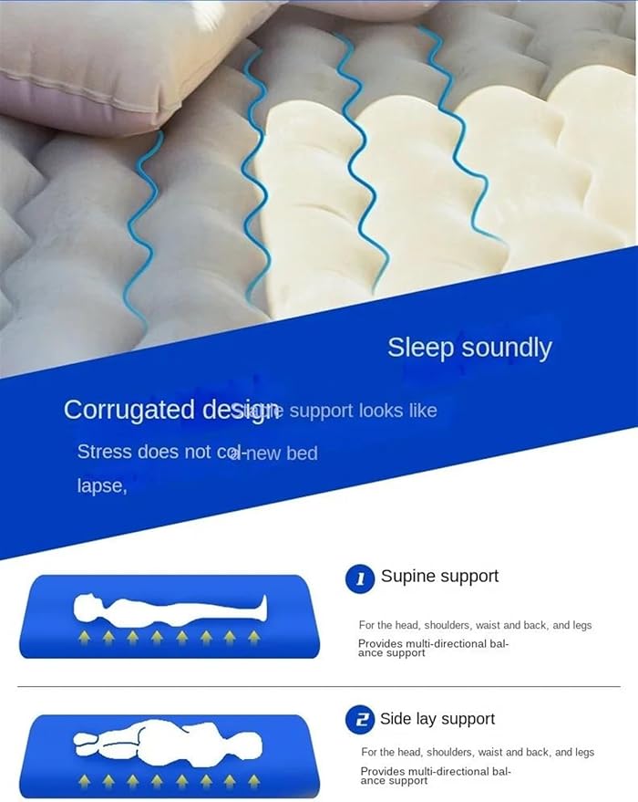Car Inflatable Mattress Car Camping Travel Mattress Foldable Storage Inflatable Car Bed Suitable for Car Camping Travel (Grey)
