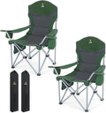 Nice C Camping Chair Portable Chair Lawn Chairs Outdoor Chairs with Armrest Cooler Bag Cup Holder Side Pocket for Camping Traveling Picnic (Green&ampGrey 2-Pack)