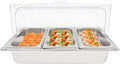 3-Compartment Stainless Steel Food Display Server with Clear Roll-Top Lid &amp Buckles Countertop Buffet Pan for Restaurant Hotel Kitchen Party 2.38 Gal