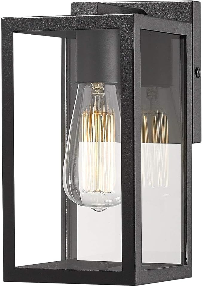 Bestshared Outdoor Wall Sconce Exterior Wall Lighting Fixture Outdoor Porch Mount Light Front Door Lantern Lamp in Black Finish with Clear Glass for Porch(1 Pack)