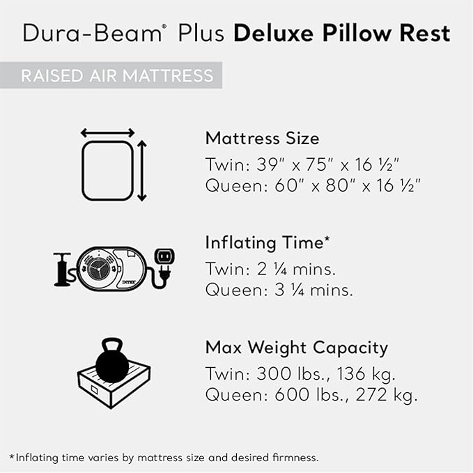 Intex Dura Beam Deluxe Fiber-Tech Pillow Rest Raised Velvet Blow Up Air Mattress Bed with Built in Electronic Pump and Carrying Bag Queen (2 Pack)