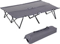 Outsunny 2 Person Folding Camping Cot for Adults 50 Extra Wide Outdoor Portable Sleeping Cot with Carry Bag Elevated Camping Bed Beach Hiking Grey
