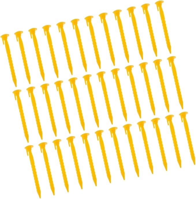 36Pcs Serrated Plastic Tent Stakes Heavy Duty Ground Anchors for Camping Gardening Beach Umbrellas Lightweight and Portable Anchoring Pegs for Quick Setup and Secure