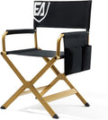 EVER ADVANCED Aluminum Directors Chair Folding Studio Movie Chairs Camping Event Vendor Chair 19 Seat Height Black Fabric/Golden Frame Support 350lbs