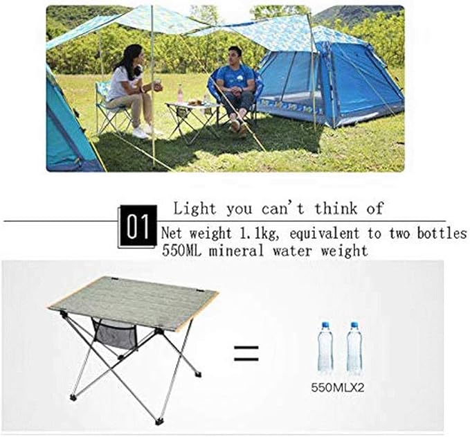 Portable Camping Table Lightweight Folding Table with Cup Holders and Carrying Bag Aluminum Picnic Table Suitable for Camping Picnic Outdoor BBQ