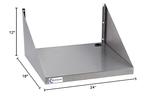 Stainless Steel Microwave Shelf 18x24 200 lb Heavy Duty Metal Appliance Wall Mount Floating Shelving Commercial Microwave Rack for Kitchen Restaurant and Hotel