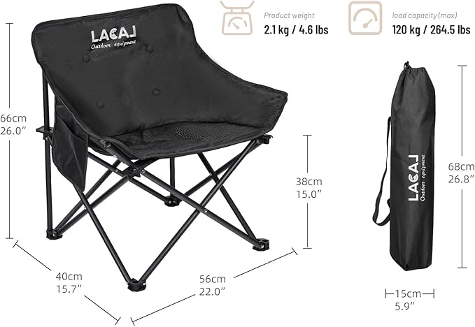 Portable Camping Chair Outdoor Folding Chair Oxford Cloth Backpacking Chair with Aluminum Frame264lbs SupportNo Installation Required