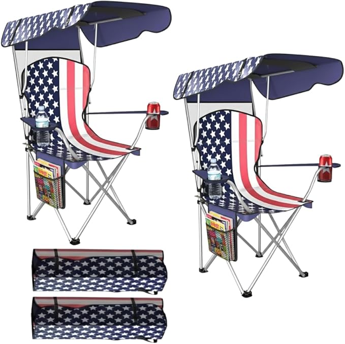 Amazing for less Folding Chair – Portable Outdoor Camping &amp Beach Chair (Flag (Shade) (2-Pack))