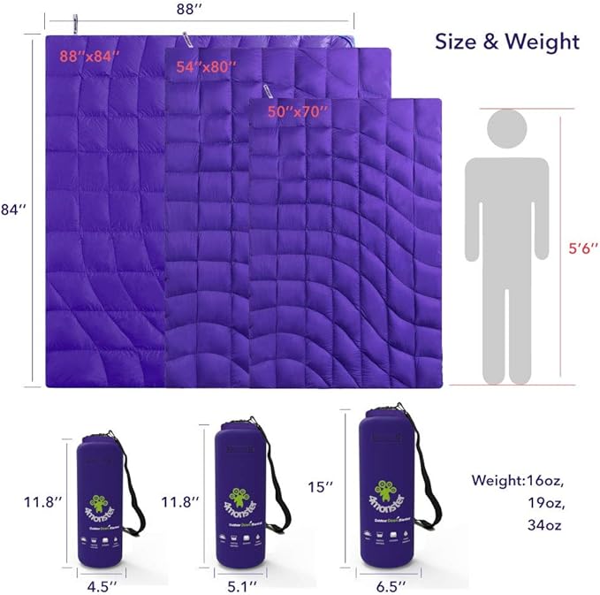 4Monster Down Camping Blanket - Outdoor Travel Quilt Puffy 650 Fill Packable LightweightWind &amp Waterproof | Ideal for Stadium BackpackingPicnics Beach and Hiking