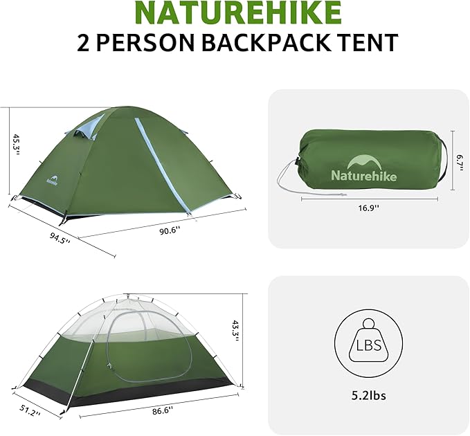 Naturehike Bleik 2-3 Person Camping Tent Waterproof Double Layer Lightweight Backpacking Tents for Camping