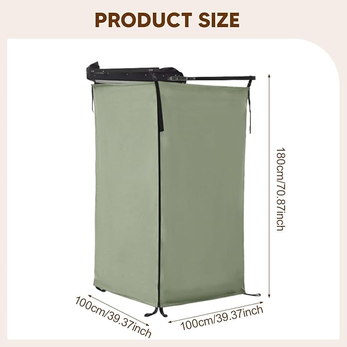 Vehicle Side Shower Tent Shower Room Toilet Stall Restroom Privacy Shelter Bathroom for Van Automotive Outside Beach Travel Dark Green