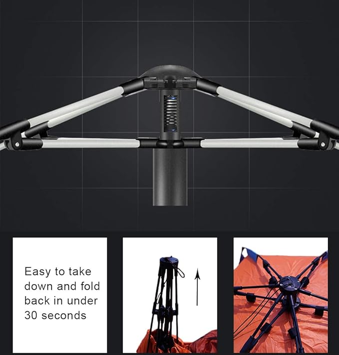Oileus X-Large 4 Person Beach Tent Sun Shelter - Portable Sun Shade Instant Tent for Beach with Carrying Bag Stakes 6 Sand Pockets Anti UV for Fishing Hiking Camping Waterproof Windproof Orange