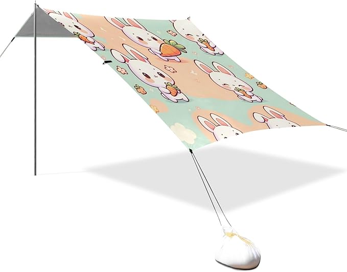 Rabbit Hold Carrot Camping Sun Shelter Beach Tent Portable Beach Sun Shade Outdoor Canopy for Camping Trips Fishing Picnic
