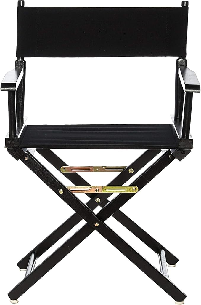 Director's Chair with Built-in Armrests and Foldable Design for Easy Storage Lightweight Durable Frame Perfect for Indoor or Outdoor Seating Black Canvas/18 in Black Frame