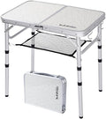 Small Folding Camping Table 2ft Portable Table with 3 Adjustable Heights Aluminum Lightweight Foldable Picnic Table with Mesh Layer and Extension Legs for RV BBQ and Indoor (Silver)
