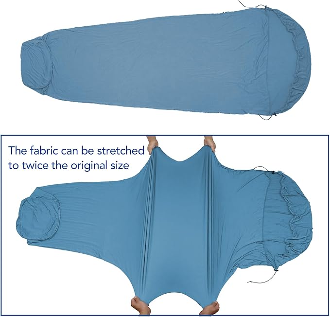 Travel Sheets for Hotel Rayon Derived from Bamboo Stretchy Sleep Sack for Adults Warm Weather/Summer Sleeping Bag Liner for Camping and Travel Rectangular with Pillow Pocket Mummy Cooling Sheets