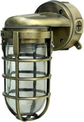 Woods L1707SVAB Traditional 100W Incandescent Weather Industrial Light Suitable for Indoor and Outdoor Use Wall Mount Metal Die Cast Construction and Tempered Glass Lens Antique Brass