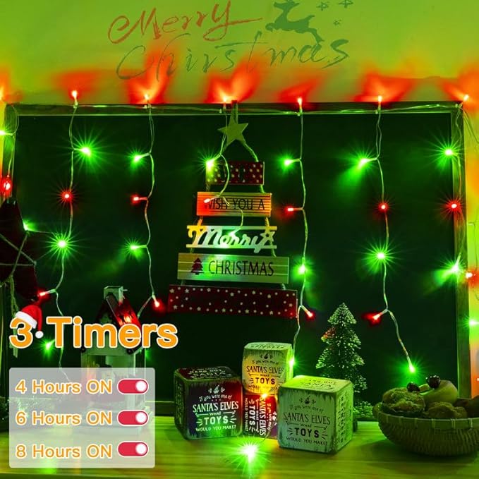 Ollny Icicle Lights for Outside 504LED 41FT Red and Green Christmas Light with Remote 8Modes Timers Waterproof Plug in Connectable Hanging Lights for Outdoor Indoor House Roof Holiday